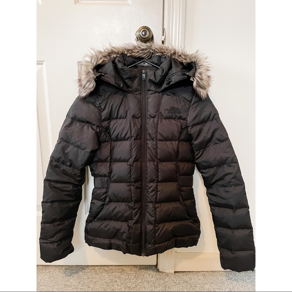 North Face Fur Hood Puffer Winter Jacket Black